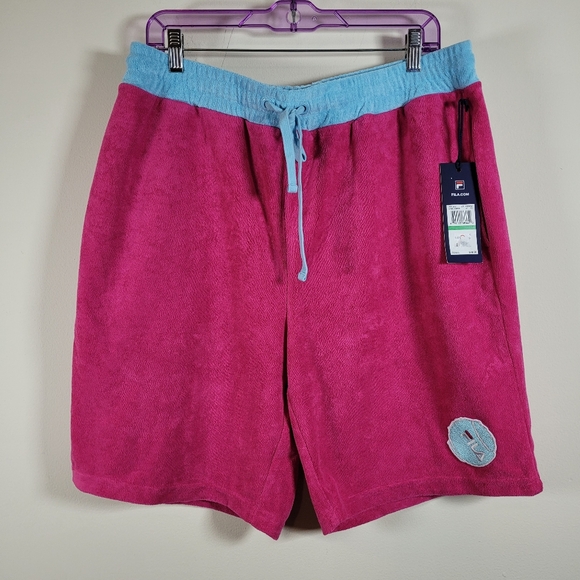 Fila Men's Short Kawelo Towel Beach Large Pink Colorful Swim Summer